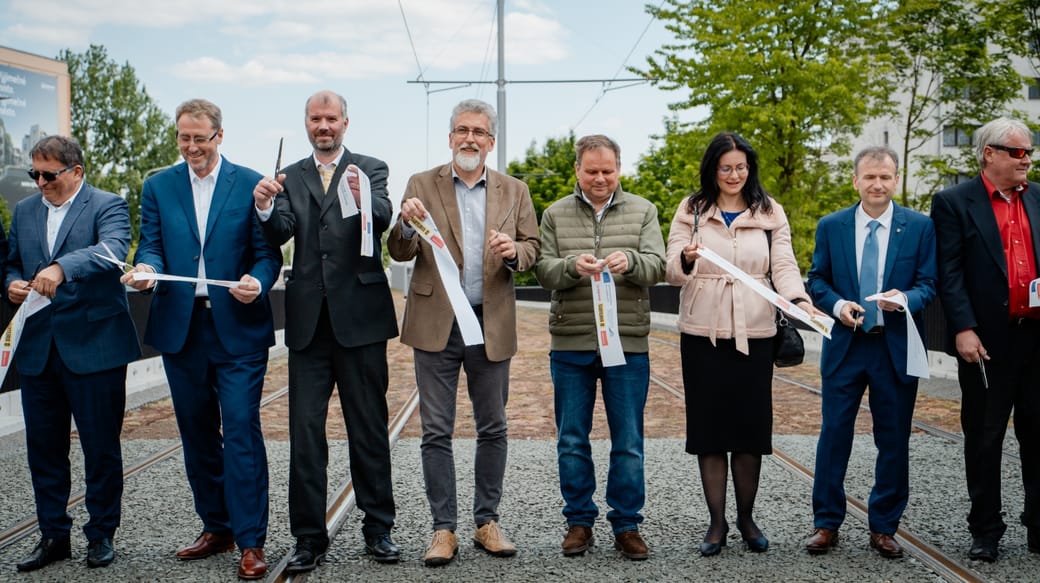 Feierliche Übergabe der Straßenbahnlinie in Olmütz