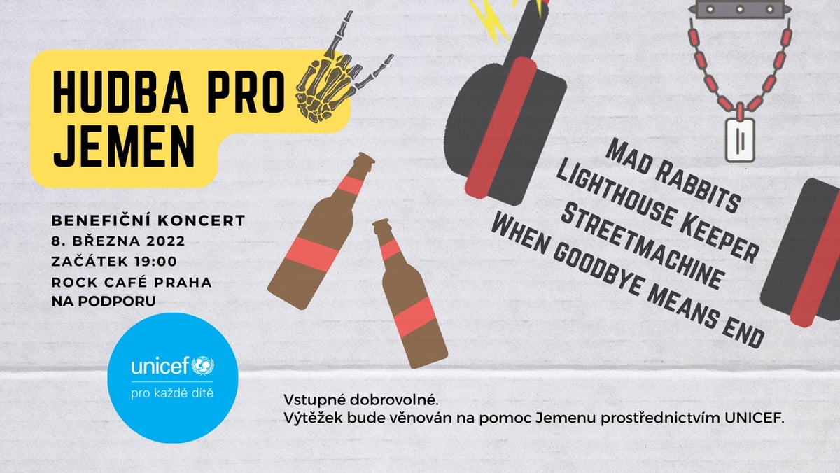 Hudba a peníze pro Jemen. Přijďte na benefiční koncert v Rock café
