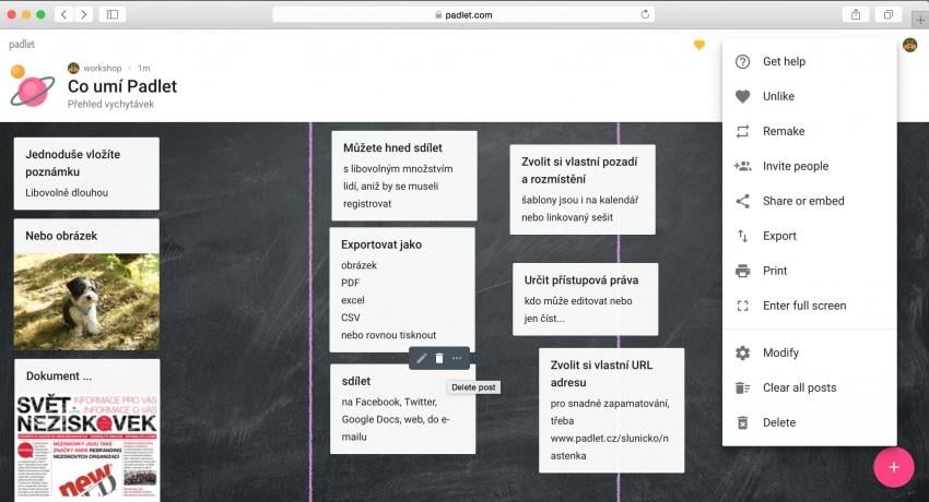 Usnadněte si práci online aplikacemi: Padlet