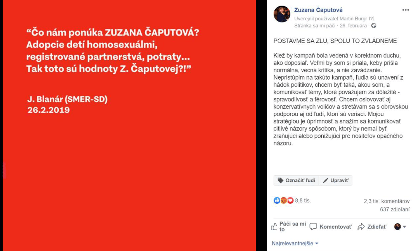 Komunikace na sociálních sítích v průběhu kampaně. Zdroj: Archiv Zuzany Suchové