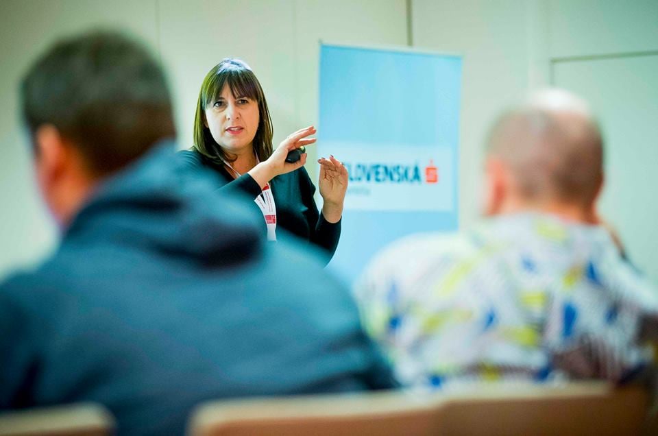 Lucy v roce 2017 přivezla inovace na CEE fundraisingovou konferenci do Bratislavy. Foto: Slovenské centrum fundraisingu