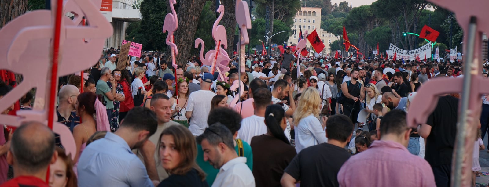 Plameňáková revoluce v Albánii ukazuje co umí nespokojená občanská společnost