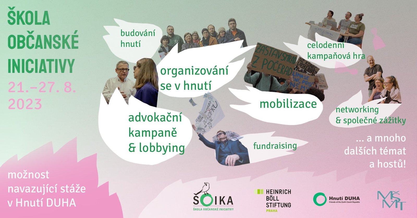 Zažijte týden plný vzdělávání a inspirace na Škole občanské iniciativy. Uzávěrka přihlášek je už 20. června